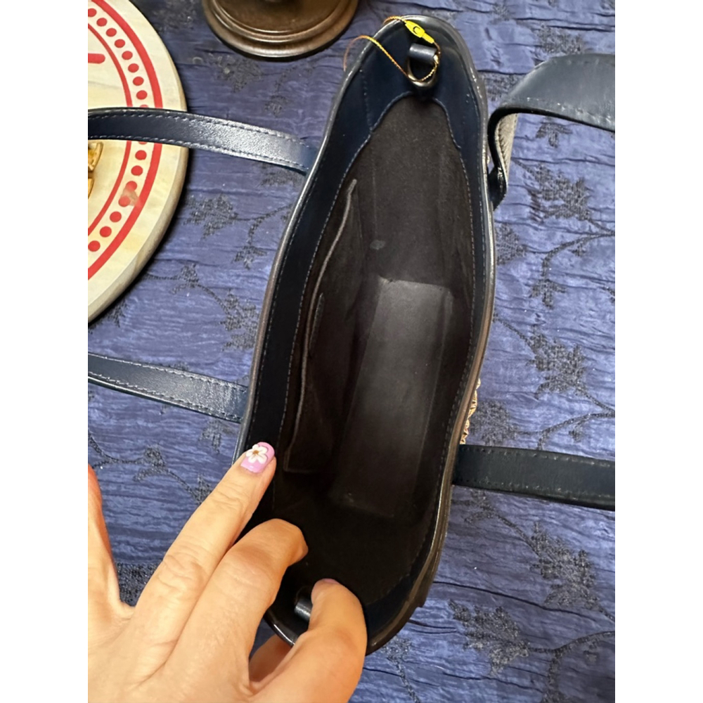 Jimmy Choo Navy Blue Leather Tote Bag Small Navy Blue with Crossbody Strap - Picture 12 of 12